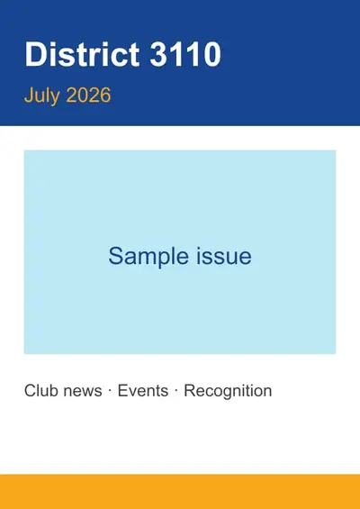 Cover of District 3110 News – July 2026 (sample)